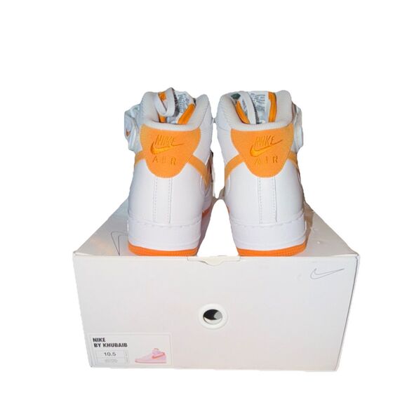 Nike Air Force 1 High Custom White Orange Men\'s Basketball Leather Sneakers